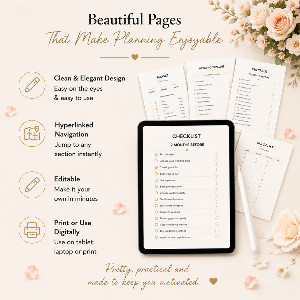 The NEW Complete Wedding Guide 2026 | Budget Tracker, Checklists, Vendor Scripts (PDF + Google Sheets)